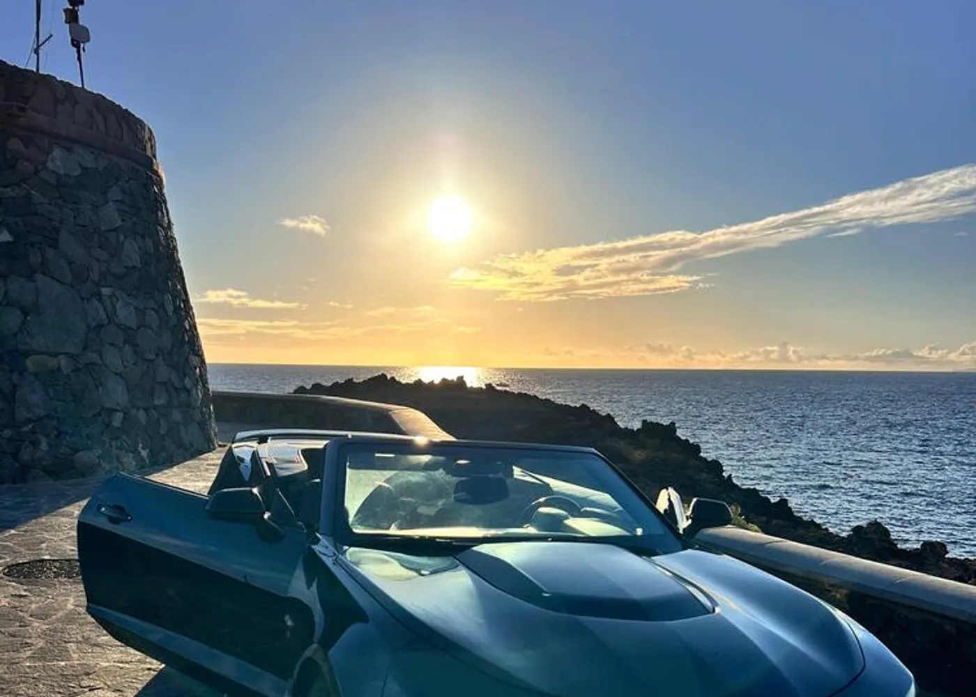 A sports car on the Teide volcano road