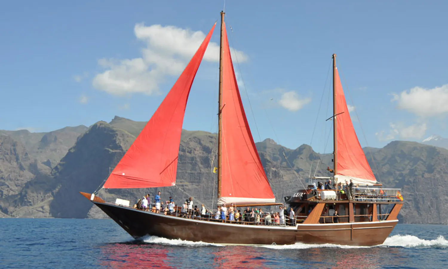 Whales, a wooden sailboat and lunch